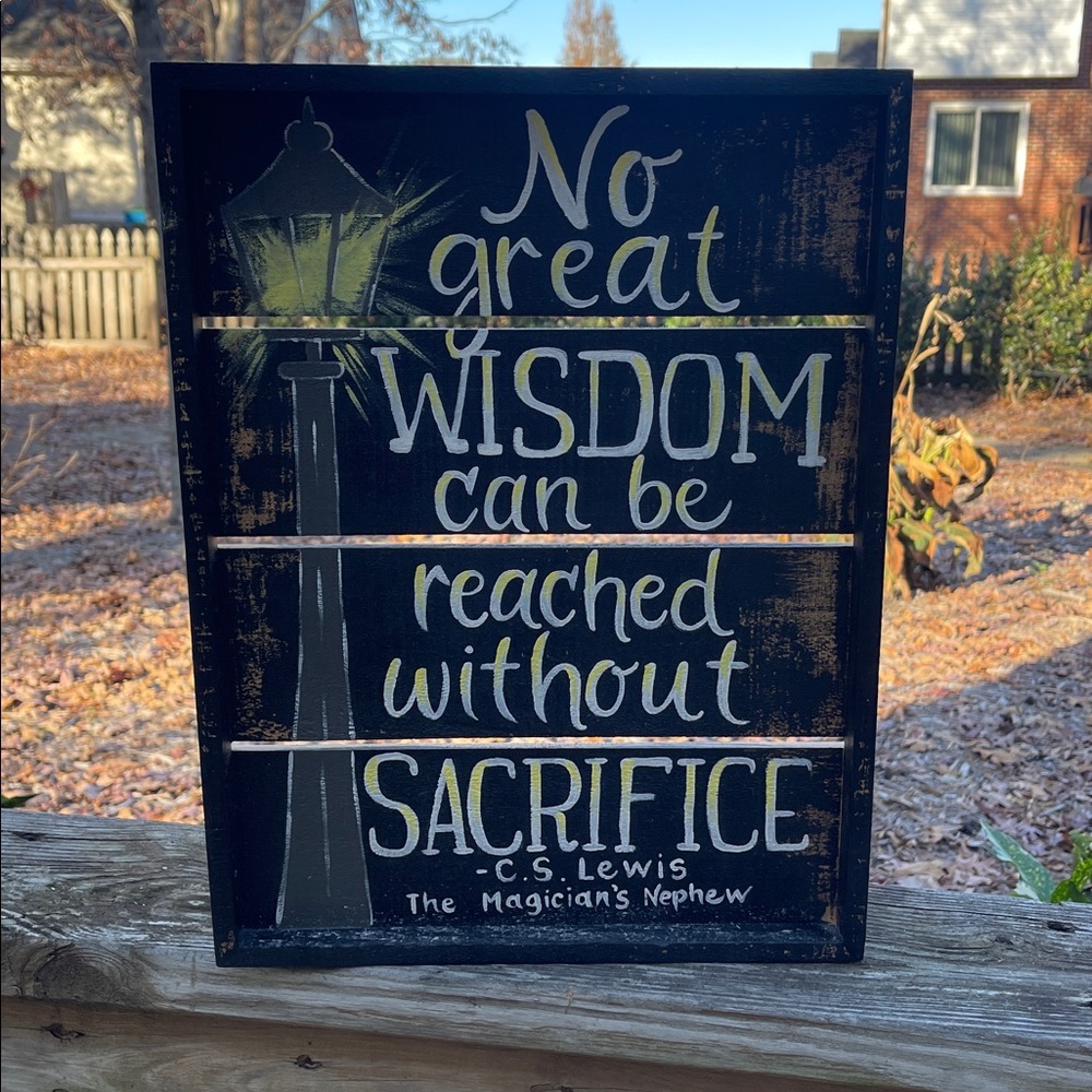 Hand Painted C.S.Lewis quote wood wall hanging